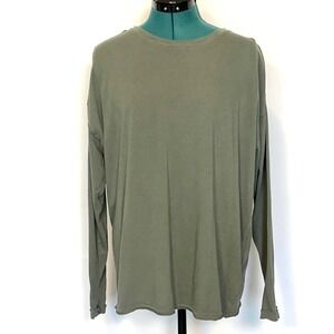 We the Free People Be Free Tee Olive Green Long Sleeve Oversized Small OB2102052